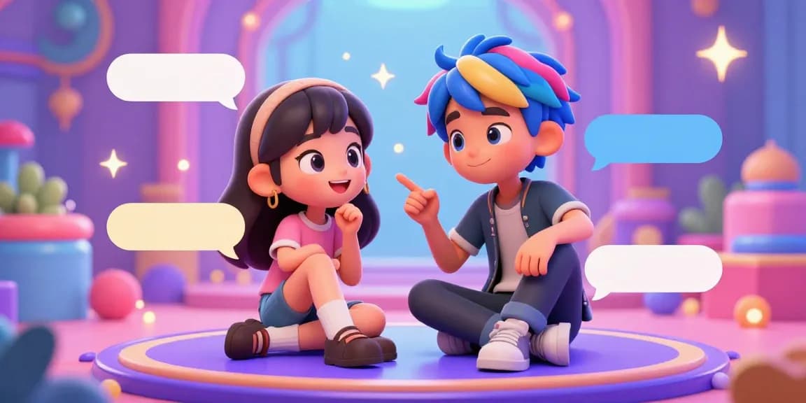 Vibrant scene of ecchi AI chat between anime characters in a playful digital environment.