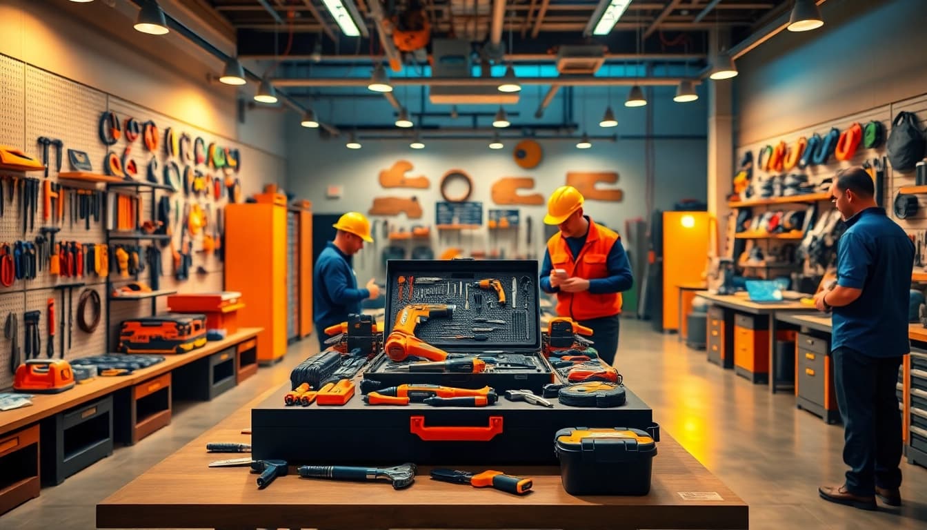 Mister Worker deals showcase premium tools and equipment in a dynamic workspace setting.