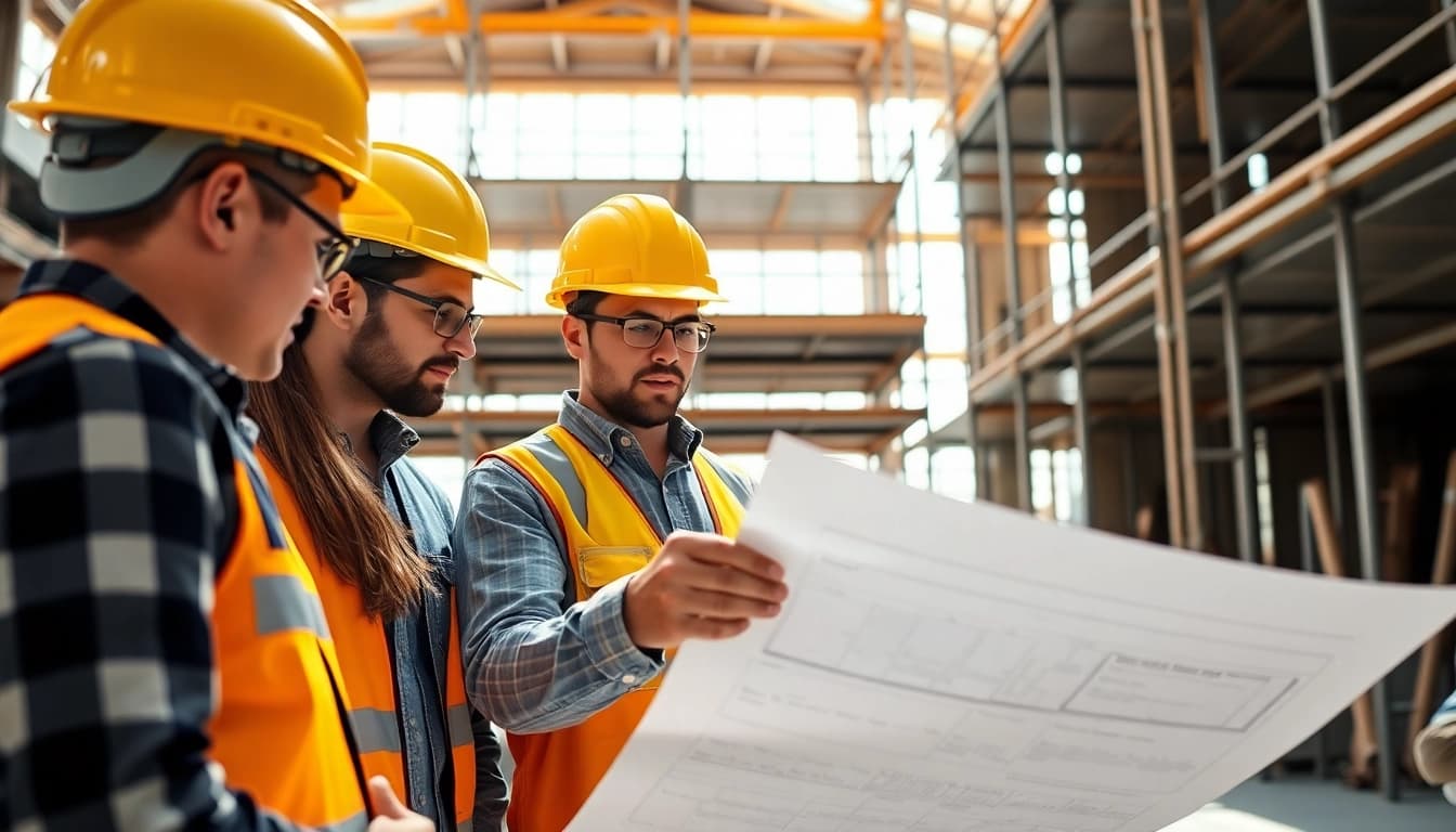 Team engaged in construction quality management, ensuring building standards are met.