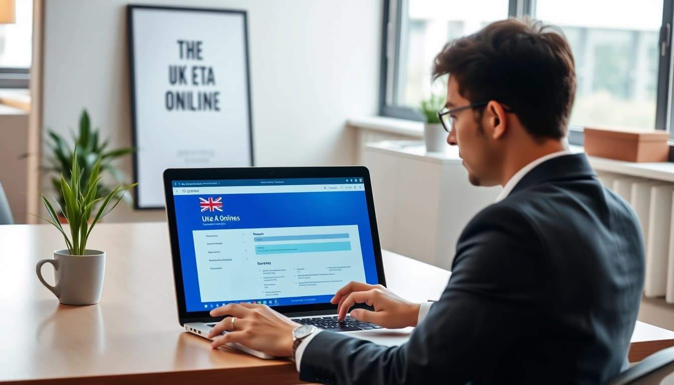 Streamlining the uk eta online application process with ease and focus on an office setup.