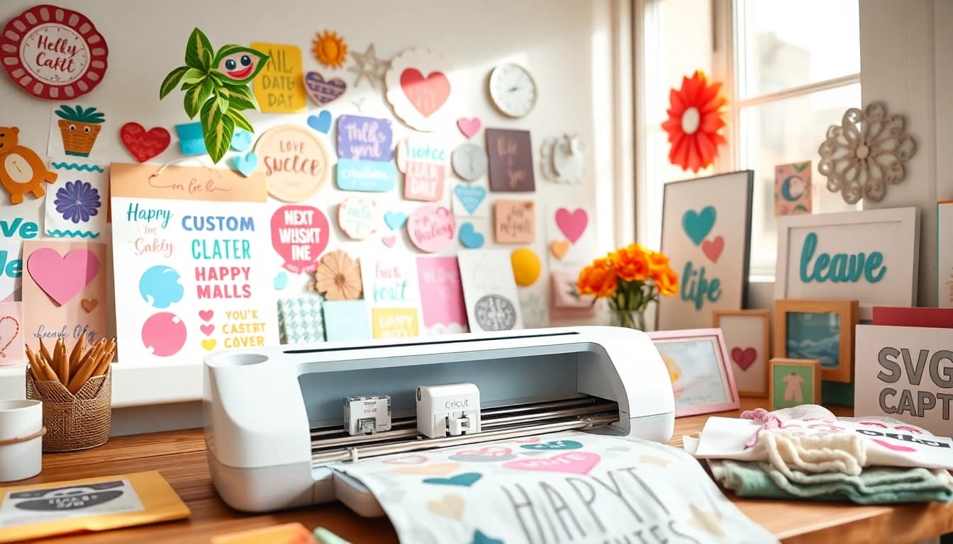 Discover creative Cricut SVG designs in a colorful crafting workspace.