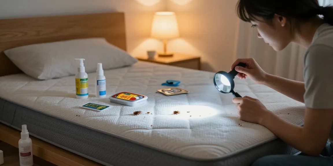 bed bug exterminators inspecting a bedroom for signs of infestation