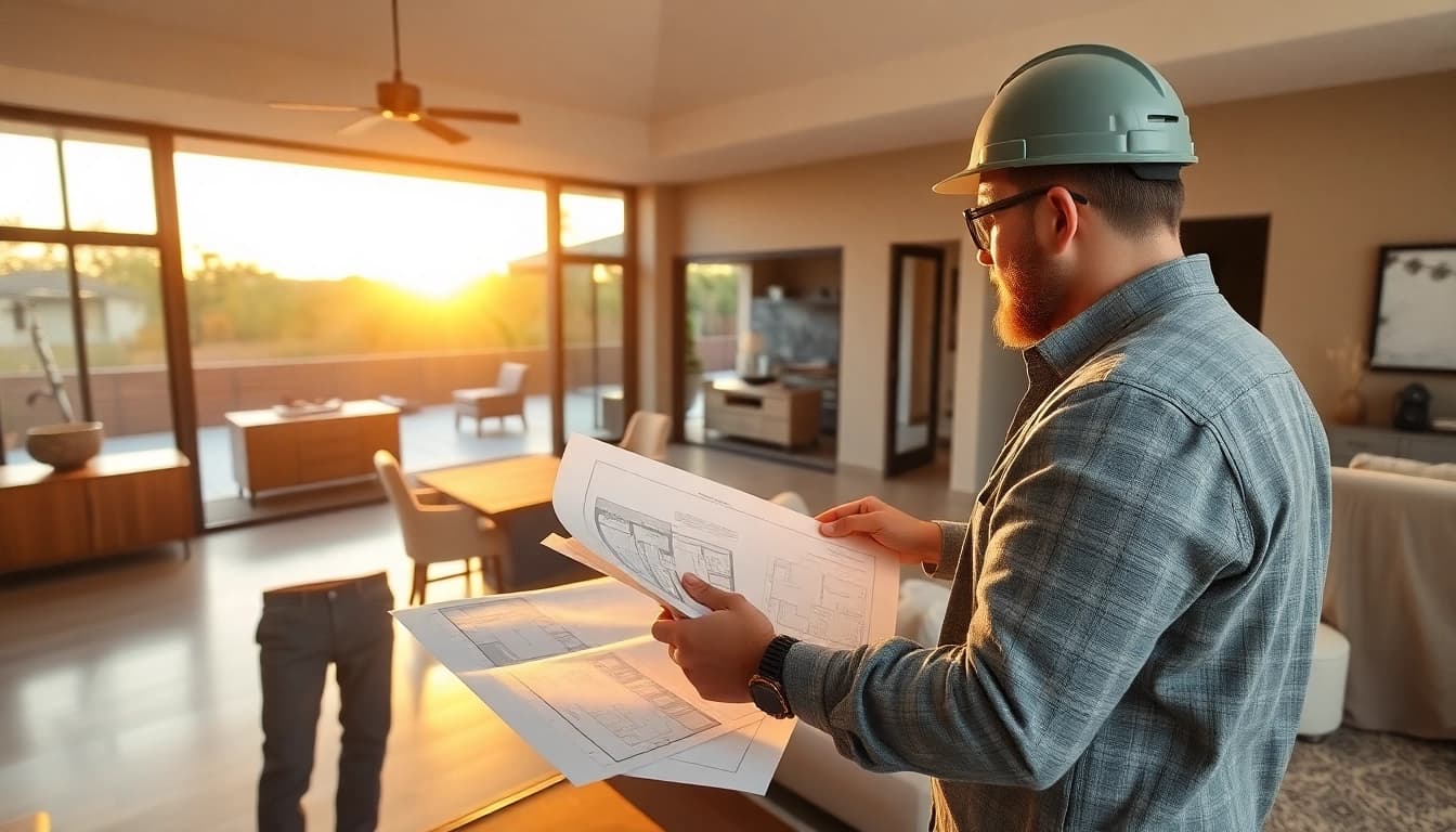 Best contractor for high-end remodels Austin reviewing a luxury home renovation.