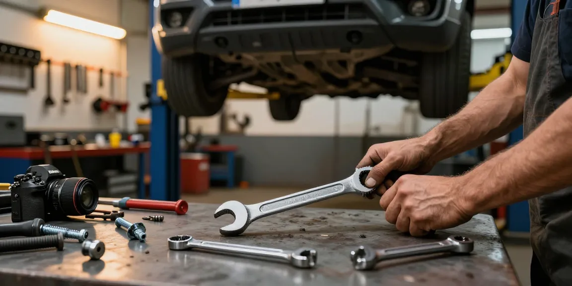 Mechanic using usag 285x wrench set in automotive workshop
