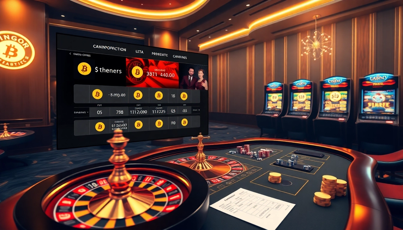 Experience the excitement of crypto online casinos with vibrant gaming visuals and luxury elements.