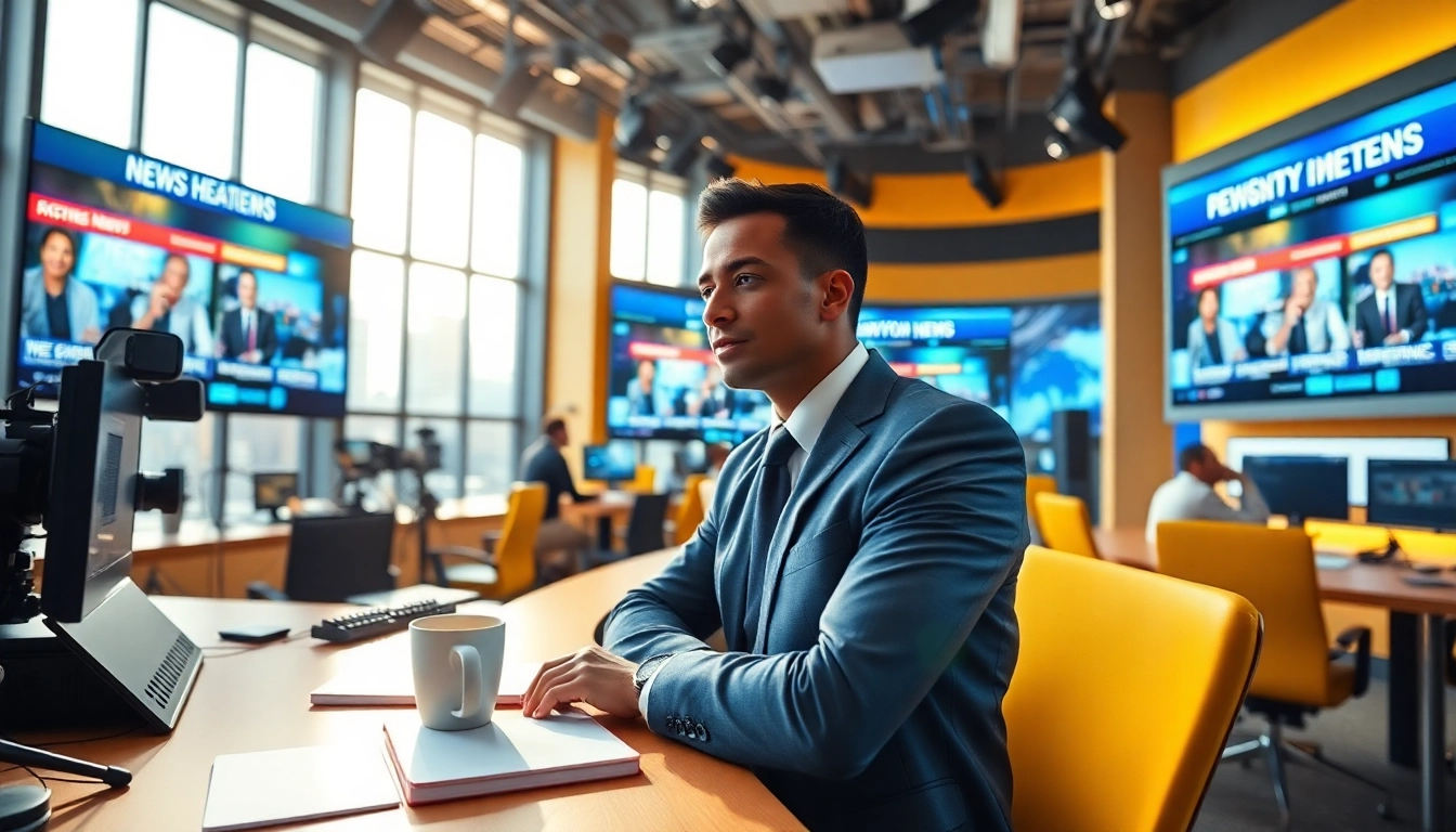 Capture breaking news updates at https://www.thedailynewsonline.com with a professional journalist in a bright newsroom.