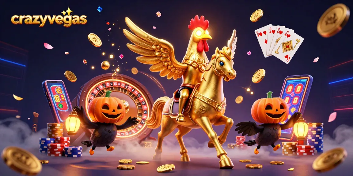 Experience thrilling gaming excitement at crazyvegas with golden rooster in a mystical casino setting.
